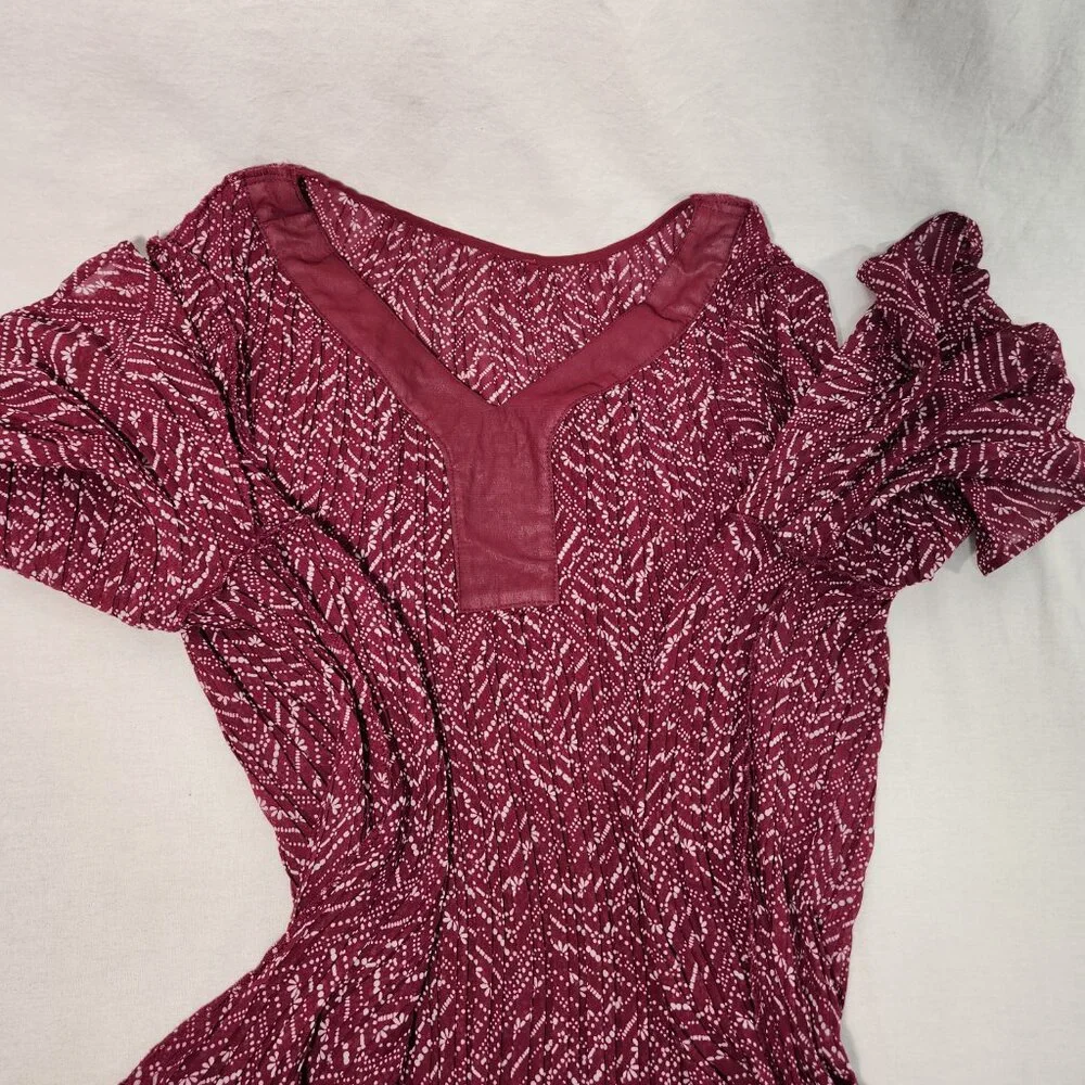 WOMAN WITHIN Flowy Crinkle Pink/White Studs Bell Sleeve Tunic Blouse Top Size 2X - Picture 10 of 16